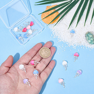 20Pcs 5 Colors Alloy Resin Pendants FIND-BM0001-61S-1