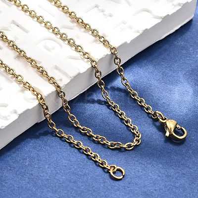 304 Stainless Steel Cable Chain Necklace Making X-STAS-P045-01G-A-1