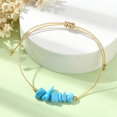 Synthetic Turquoise Chips Braided Bead Bracelets BJEW-JB09851-12-1