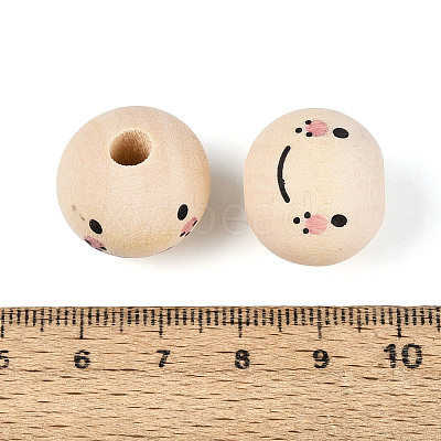 Printed Schima Wood Beads WOOD-T033-02A-1