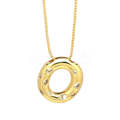 Brass Micro Pave Clear Cubic Zirconia Initial Pendant Necklaces FS-WGF17D9-20-1