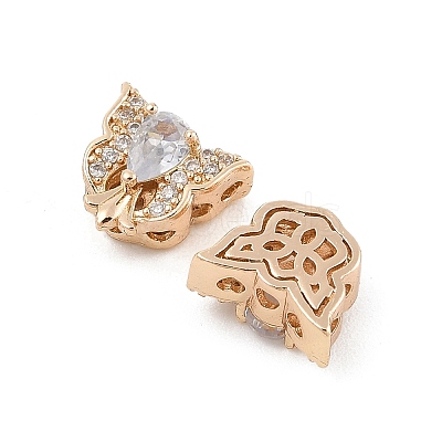 Rack Plating Brass Micro Pave Cubic Zirconia Beads KK-F879-08G-1
