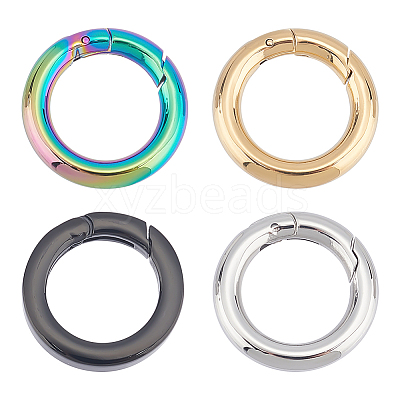 4Pcs 4 Styles 304 Stainless Steel Spring Gate Rings STAS-UN0040-94-1