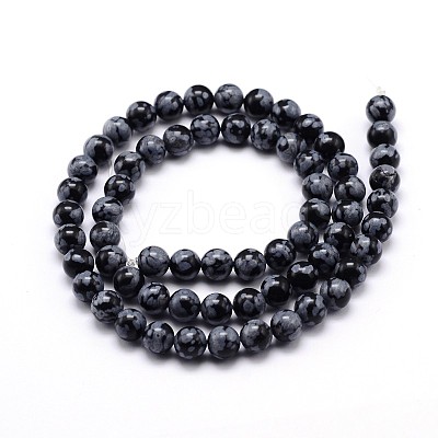 Natural Snowflake Obsidian Round Bead Strands G-J303-09-10mm-1