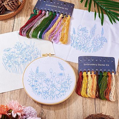 DIY Flower Pattern Embroidery Beginner Kits DIY-TAC0020-38-1