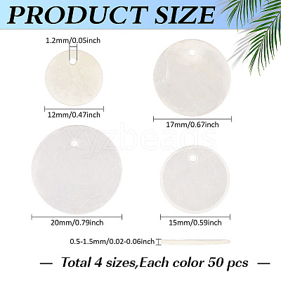 200Pcs 4 Styles Natural Capiz Shell Pendants SSHEL-ME0001-07-1