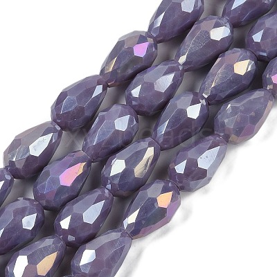 Opaque Solid Color Electroplate Glass Beads Strands LS-EGLA-N013-P4mm-B09-1