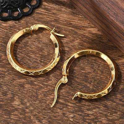 Ion Plating(IP) 304 Stainless Steel Hoop Earrings EJEW-L215-38G-1