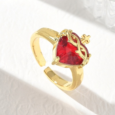 Brass & Glass Cuff Open Rings for Women KK-CBA760A-01C-G-1