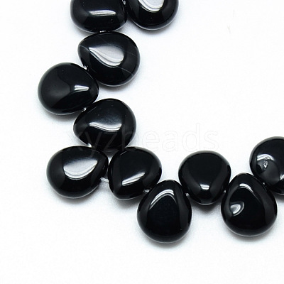 Natural Black Stone Beads Strands X-G-T005-01-1