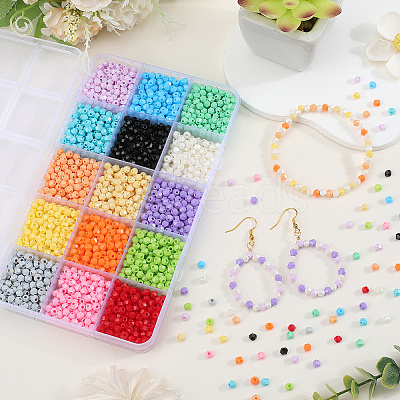 3000Pcs 15 Colors Baking Paint Glass Seed Beads SEED-SP0001-06B-1
