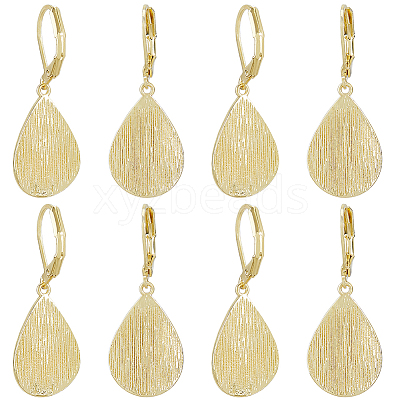 4 Pairs Teardrop Brass Leverback Earrings EJEW-HS0001-21G-1