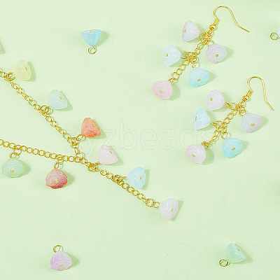 140Pcs 7 Colors Acrylic Lotus Charms FIND-SC0019-60-1