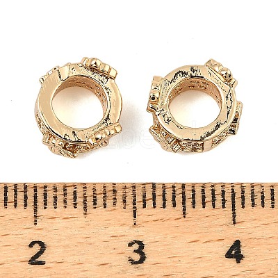 Brass Micro Pave Clear Cubic Zirconia Rondelle Wheel European Beads KK-C155-10G-1