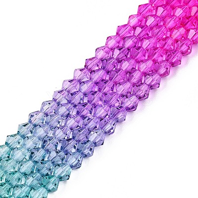 Gradient Color Baking Paint Glass Bead Strands X1-DGLA-A039-T6mm-A011-1