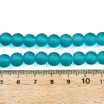 Frosted Transparent Glass Beads Strands X-GLAA-S031-8mm-37-01-1