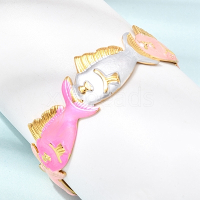 Ocean 304 Stainless Steel Enamel Fish Open Cuff Bangles for Women SA-CBA1A30-02A-G-1