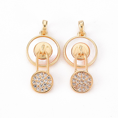 Brass Micro Pave Clear Cubic Zirconia Pendants KK-T062-100G-NF-1