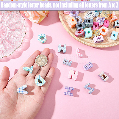 50Pcs Printed Opaque Acrylic European Beads MACR-SP0002-21C-1