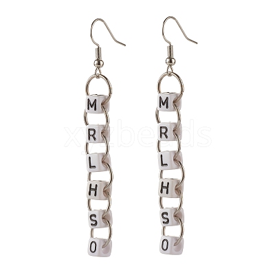 Word Ivrhes Long Brass Dangle Earrings for Women EJEW-JE04753-1