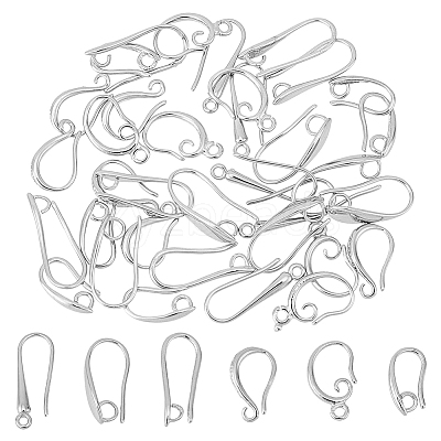 36Pcs 6 Style Brass Earring Hooks KK-FH0006-37-1
