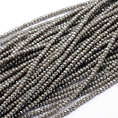 Faceted Rondelle Full Rainbow Plated Electroplate Glass Beads Strands X-EGLA-M004-2mm-A04-1
