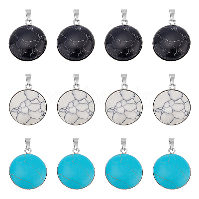 12Pcs 3 Colors Synthetic Turquoise Pendants STAS-UN0039-61-1