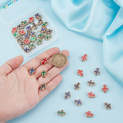 40Pcs 4 Colors Golden Alloy Enamel Beads FIND-GO0003-30-1