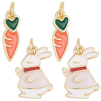 8Pcs 2 Styles Brass Enamel Pendants KK-BBC0025-04-1