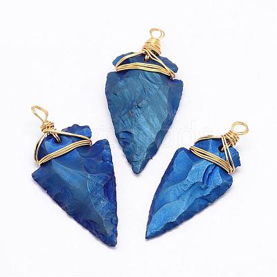 Electroplated Quartz Crystal Pendants G-G906-25G-1