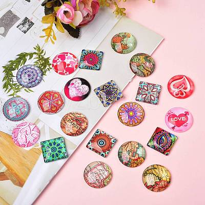 4Sets 4 Styles Glass Cabochons GGLA-SZ0001-22-1