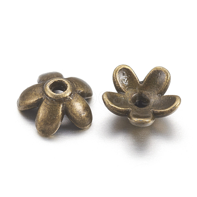 Tibetan Style Zinc Alloy Bead Caps X-TIBEB-6.5x3-AB-FF-1