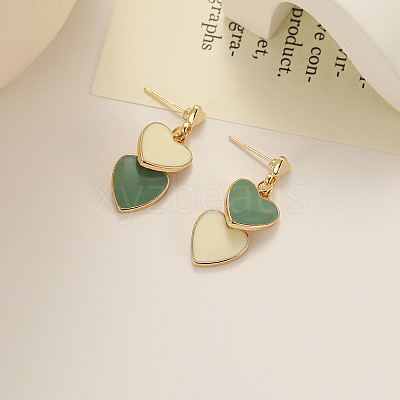 Heart Alloy Enamel Dangle Stud Earrings FS-WGE7BF4-01-1