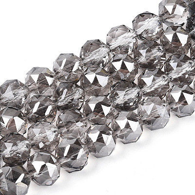 Electroplate Transparent Glass Round Beads Strands EGLA-T029-8mm-12T-03-1