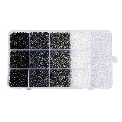 DIY 15 Grids ABS Plastic & Glass Seed Beads Jewelry Making Finding Beads Kits DIY-G119-02A-1