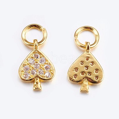 Brass Micro Pave Cubic Zirconia Charms ZIRC-G128-05G-1
