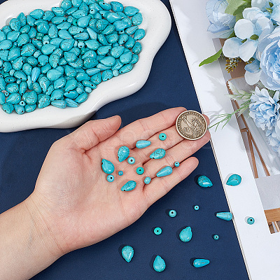 310Pcs 5 Styles Synthetic Turquoise & Howlite Beads Sets TURQ-PA0001-02-1