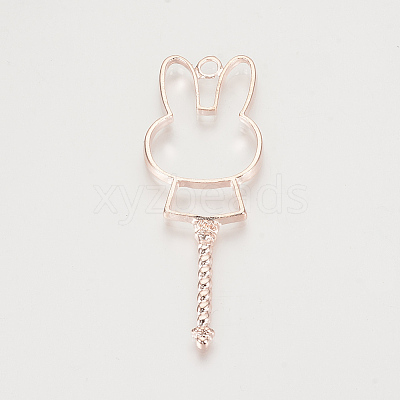 Alloy Bunny Open Back Bezel Pendants TIBE-S308-08RG-1