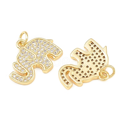 Brass Micro Pave Cubic Zirconia Pendants KK-C162-086A-G-1