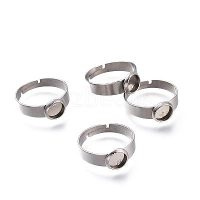 Tarnish Resistant Adjustable 304 Stainless Steel Finger Rings Components STAS-F149-18P-F-1