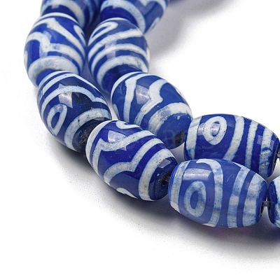 Blue Tibetan Style dZi Beads Strands TDZI-NH0001-C06-01-1