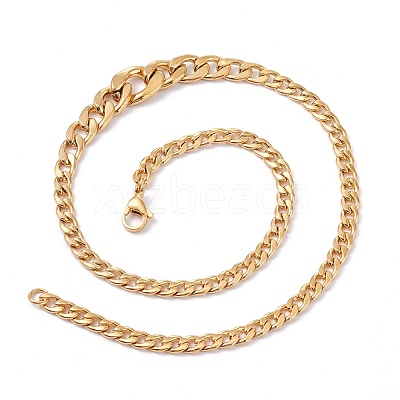 Men's PVD Vacuum Plating 304 Stainless Steel Graduated Cuban Link Chain Necklaces & Bracelets Jewelry Sets SJEW-I207-01G-1
