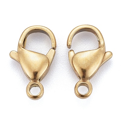 Ion Plating(IP) 304 Stainless Steel Lobster Claw Clasps X-STAS-H353-D-02G-1