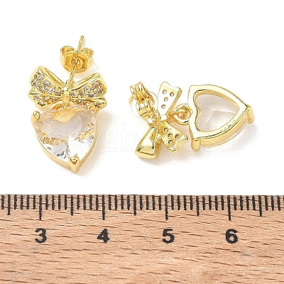 Brass Micro Pave Cubic Zirconia Stud Dangle Earrings for Women KK-CBA760A-05G-05-1