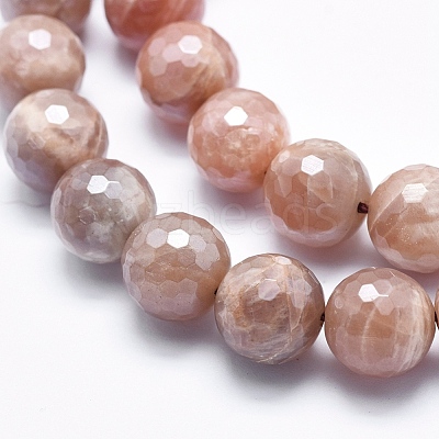 Electroplate Natural Sunstone Beads Strands G-K256-17-12mm-1