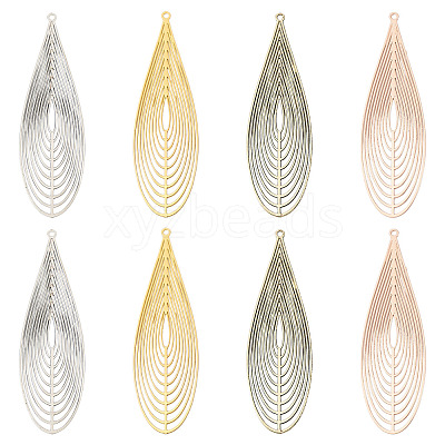 16Pcs 4 Colors Brass Filigree Pendants KKC-TA0001-08B-1