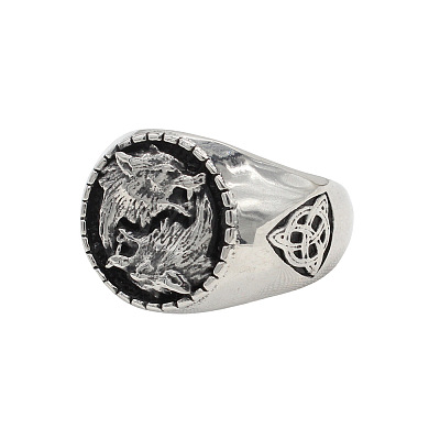 Wolf Pattern 304 Stainless Steel Finger Rings for Men FS-WGA3424-03-1
