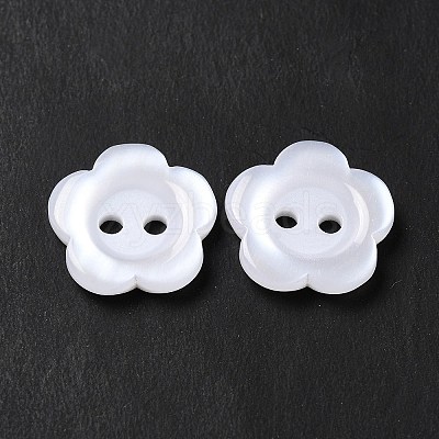 White Flower Resin Buttons X-RESI-D031-15mm-01-1