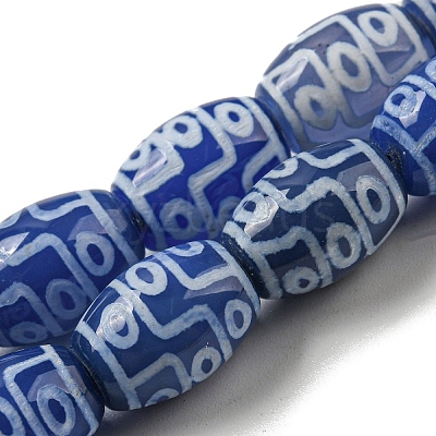 Blue Tibetan Style dZi Beads Strands TDZI-NH0001-C12-01-1