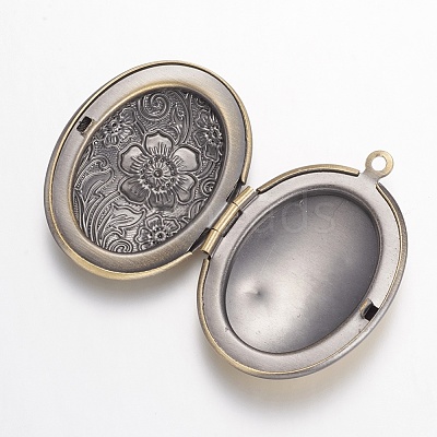 Brass Locket Pendants X-KK-N0116-048AB-1